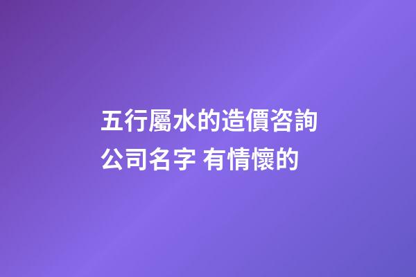 五行屬水的造價咨詢公司名字 有情懷的-第1張-公司起名-玄機派